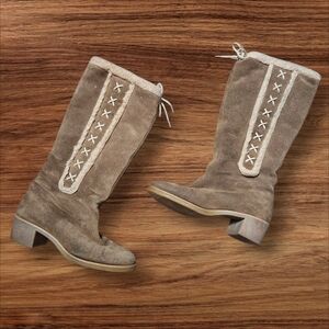 Vintage Tan Suede Fleece Lined Women's Boots